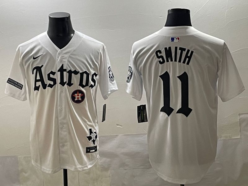 Men 2025 Houston Astros 11 Smith White Five generations Joint Name Nike MLB Jersey style 50